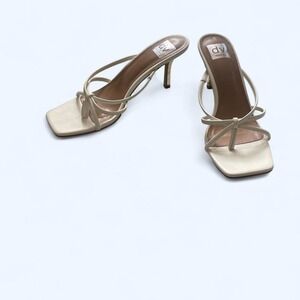 Cream strappy sandals square toe and gold heel by size 9 by Dolce Vita